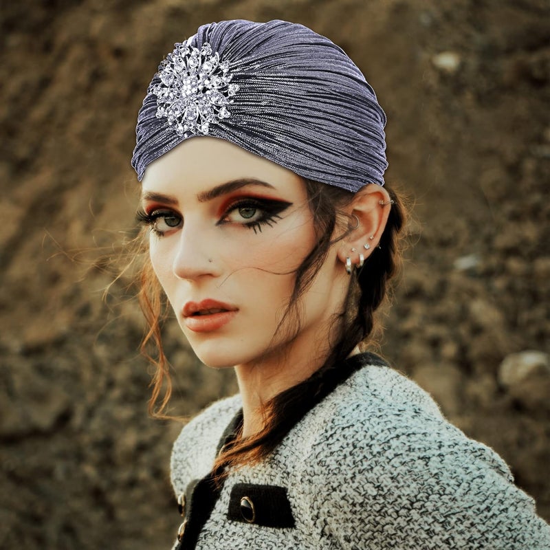 CROWN GUIDE 1920s Gatsby Headpiece Crystal Roaring 20s Costumes Accessories Flapper Cap Exotic Hair Wraps - Image 2